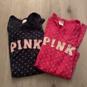 VS Pink Sleep Shirt Dress Pink & Blue Size Small